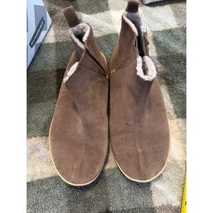 LL Bean Wicked Good Brown Suede Shearling Lined Ankle Boots Womens 8 301554